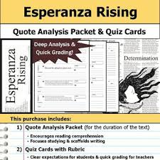 Explain how a series of chapters, scenes, or stanzas fits together to provide the overall structure of a particular story, drama, or poem. Esperanza Rising Quote Analysis Reading Quizzes By S J Brull