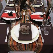 An african themed party can be a fun event to plan, so visit shindigz for all the decorations, party supplies, and ideas for creating the perfect atmosphere. African Themed Tablescape African Home Decor Traditional Wedding Decor African Inspired Decor