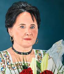 Acrylic painting of elegant lady