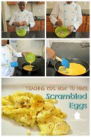 Teaching Kids How To Make Scrambled Eggs Step Stool Chef Cooking Kits For Kids Kids Cooking Recipes How To Cook Eggs