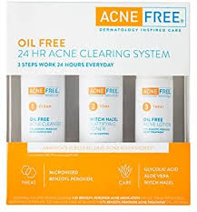Acnefree 3 Step 24 Hour Acne Treatment Kit Clearing System W Oil Free Acne Cleanser Witch Hazel Toner Oil Free Acne Lotion Acne Solution W Benzoyl Peroxide For Teens And Adults