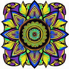 Kolorowe Proste Mandala Grafika Wewnątrz Zarys Orła · Creative Fabrica