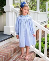 Blue Gingham Dress With Floral Collar Blue Gingham Dress Little Girl Outfits Pretty Girl Dresses