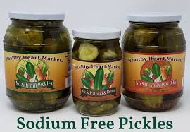 The salts contained in these products provide essential electrolytes which the body needs to function healthily. Sodium Free Pickles Healthy Heart Market Brand No Sodium Bread And Butter Chips And No Sodium Dill Pickles Heart Healthy Low Sodium Healthy