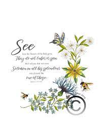 26 the human activities of sowing, reaping and storing refer to men's work, the activities described in verse 28 as labor and spin refer to women's work. Christian Art Print Bible Verse Matthew 6 V 28 29 Blog Online Shop
