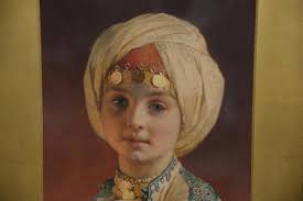 Sold at Auction: Carl (1820) Haag, Carl Haag (1820-1915), mixed media  watercolor and body color/paper, Orientalist Portrait of a Child, signed  lower right: Carl Haa...