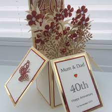 Collection of the best handmade diy tutorials. 40th Wedding Anniversary Pop Up Box Card Pop Up Cards Pop Up Box Cards Exploding Box Card