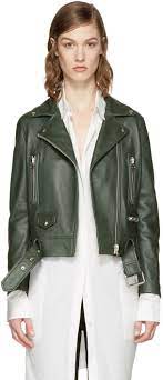 Acne Studios Ivory Leather Mock Jacket Acnestudios Cloth Jacket Green Leather Jackets Leather Jacket Acne Studios Jacket