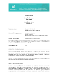 Course Outline 2015 Ant2508 L Enquete De Terrain Marie Claude Haince Academia Edu
