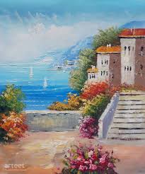The most common seascape photos material is stretched canvas. Mediterranean Seascape Art Paintings For Sale Online Gallery Landscape Art Painting Mediterranean Paintings Art Painting