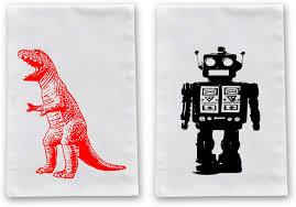 Geeky Robot & T-Rex Kitchen Towel Set