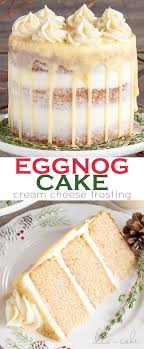 This Eggnog Cake With Cream Cheese Frosting And White Chocolate Ganache Is Just The Thing To Warm You Up Th Delicious Desserts Desserts Christmas Food Desserts