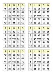 Free printable bingo includes bingo card and call sheet makers for classic number bingo, animal bingo, math bingo and two personalized versions. Numbers Bingo Cards Esl Worksheet By Satodude