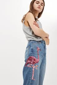 Next day delivery & free returns available. Tall Flamingo Sequin Mom Jeans Shopperboard
