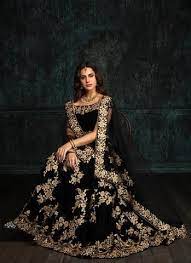 Black Embroidered Velvet Lehenga Bridal Outfits Pakistani Bridal Dresses Indian Bridal Dress