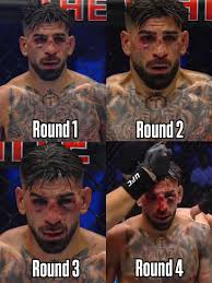 🤕😳 How Ilia Topuria's face changed from round to round. No one expected  him to take so much damage against Justin Gaethje.