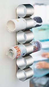Organizing With Tin Cans I Have A Can Opener Starfrit That Leaves No Sharp Edges Neither On Lid Nor On Can Diy Magazine Diy Magazine Holder Rack Design