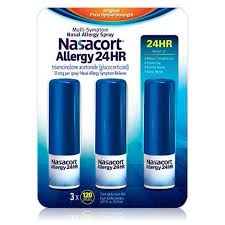 Steroid sprays some nasal sprays contain corticosteroids that help reduce swelling in the nasal passages. Nasacort Multi Sympton 24hr Nasal Allergy Relief Spray 3x120 Ct Walmart Com Walmart Com