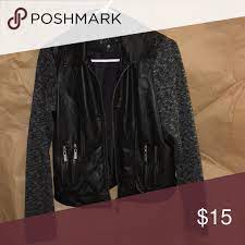 Leather Jacket With Sweater Sleeves Got It At Kohl S Not Sure What Brand It Is Pilling On The Sleeves Shallow Pockets Leather Jacket Sweater Sleeves Jackets