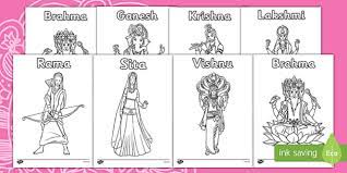 Hinduism coloring pages · hanuman, the monkey god of hinduism coloring page · representation of the goddess durga coloring page · the dance of ganesha in the . Hindu Gods Colouring Sheets