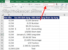 Định dạng dữ liệu toàn tập trong Excel