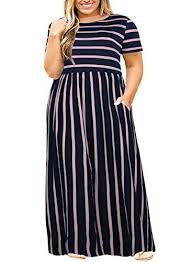 Nemidor Women Short Sleeve Loose Plain Casual Plus Size Long Maxi Dress With Pockets Navy St Vintage Maxi Dress Casual Dresses Plus Size Casual Summer Dresses