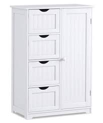Set up a white cabinet, filled with fresh bath linens, next to the laundry hamper. Giantex Bathroom Floor Cabinet Wooden With 1 Door 4 Drawer Free Standing Wooden Entryway Cupboard Spacesaver Cabinet Farmhouse Goals