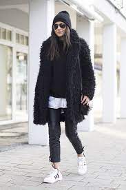 Outfit Teddy Coat Leather Adidas Superstar Fashion Landscape Black Faux Fur Coat Superstar Outfit Coat Outfits