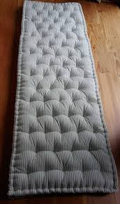 Custom Bench Cushion Shown In Grey And White Woven Cotton Ticking 76 X 24 X 4 Inches Style French M French Mattress Cushion Mattress Cushion French Mattress