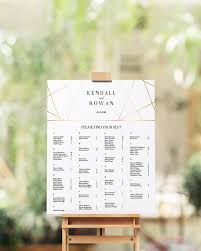 Geometric Wedding Seating Chart Editable Template Gold