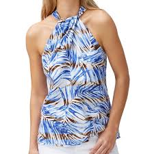 Tommy Bahama Womens Mai Lei Lei Halter Top Monaco Blue