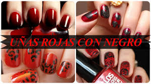 Uñas decoradas sencillas y elegantes. Unas Rojas Con Negro Youtube