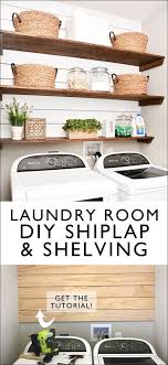 Laundry Room Shiplap And Diy Wood Shelves Easy Tutorial Laundry Room Diy Laundry Room Decor Laundry Room