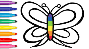 Rainbow colors for kids # Dessiner et Colorier un papillon avec les couleurs  arc en ciel - YouTube