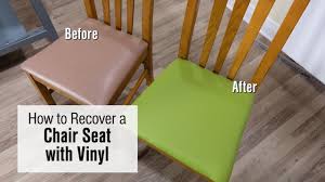 How To Recover A Chair Seat With Faux Leather Vinyl Fabric Youtube Dining Chairs Diy Vinyl Chairs Faux Leather Dining Chairs