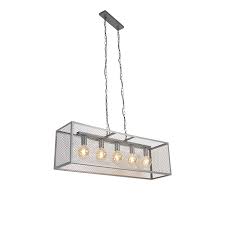 13.8l x 13.8w x 110h. Industrial Hanging Lamp Antique Silver 5 Light Cage Robusto Lampandlight