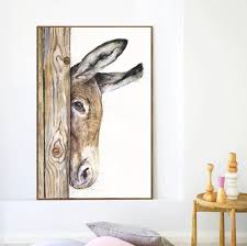 Asino Divertente Carino Ritratto Marrone Stampa Etsy Painting Art Animals