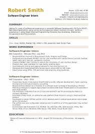 Software Engineer Intern Resume Samples Qwikresume