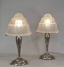 Verreries Des Hanots Pair Of French Art Deco Table Lamps Paravas Ebay Art Deco Lighting Art Deco Table Lamps Art Deco