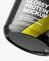 Glossy Protein Jar Mockup In Jar Mockups On Yellow Images Object Mockups