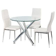 Demi 90cm Round Glass Top Dining Table Decofurn Factory Shop In 2020 Round Glass Dining Room Table Glass Dining Room Table Glass Top Dining Table