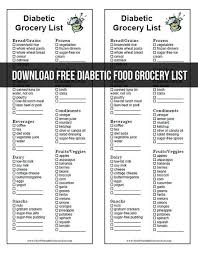 Download Free Diabetic Food Grocery List Diabetic Diet Meal Planning Template Diabetic Recipes
