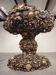 Giant Mushroom Cloud Made From Pots And Pans Recyclenation Wood and metal sculpture of panaeolus cinctulus mushrooms forged from recycled materials. giant mushroom cloud made from pots and