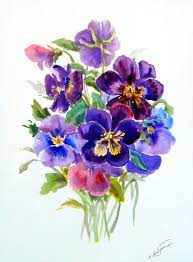 Pansies Original Watercolor Painting 12 X 9 Purple Violet Etsy Flower Painting Watercolor Flowers Original Watercolor Painting