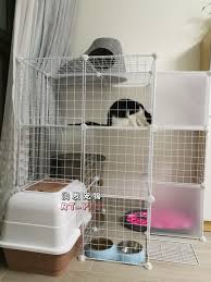 If i had to do it again i might just buy one of these outdoor cat enclosures and build a ramp to get it up to the back door. Combination Diy Magic Piece Iron Net Pet Cage Small Dog Multi Layer Cat Cage Rabbit Cage Kennel Villa Assembly Pet Fence Lazada Singapore