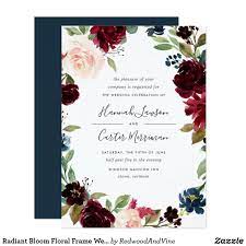 Radiant Bloom Floral Frame Wedding Invitation Zazzle Com Jewel Tone Wedding Invitations Floral Wedding Invitations Watercolor Wedding Invitations