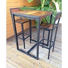 mathi design mange debout bois acier factory amazon fr cuisine maison tabouret bois meuble bois metal mange debout industriel