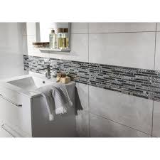 Mosaique Mur 4 1 Ice Tendance Gris Et Chrome 1 5 Leroy Merlin Salle De Bain Meuble De Salle De Bain Salle De Bain Grise