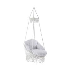 2 5 Ft Deluxe Macrame Hammock Chair In White Macrame In 2020 Hammock Chair Macrame Chairs Chair