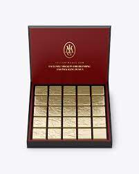 Download Box Of Chocolate Sweets Mockup In Box Mockups On Yellow Images Object Mockups
